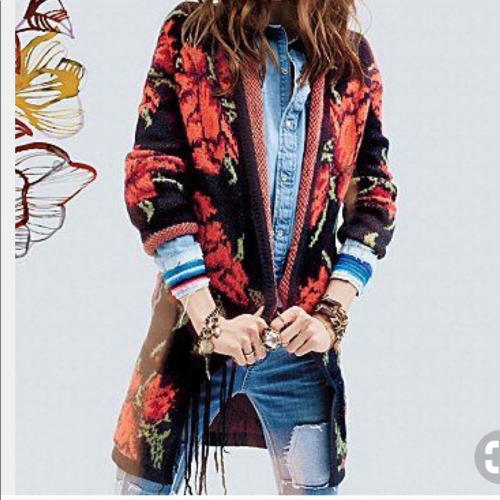 EUC Free People Flower Power Cardigan